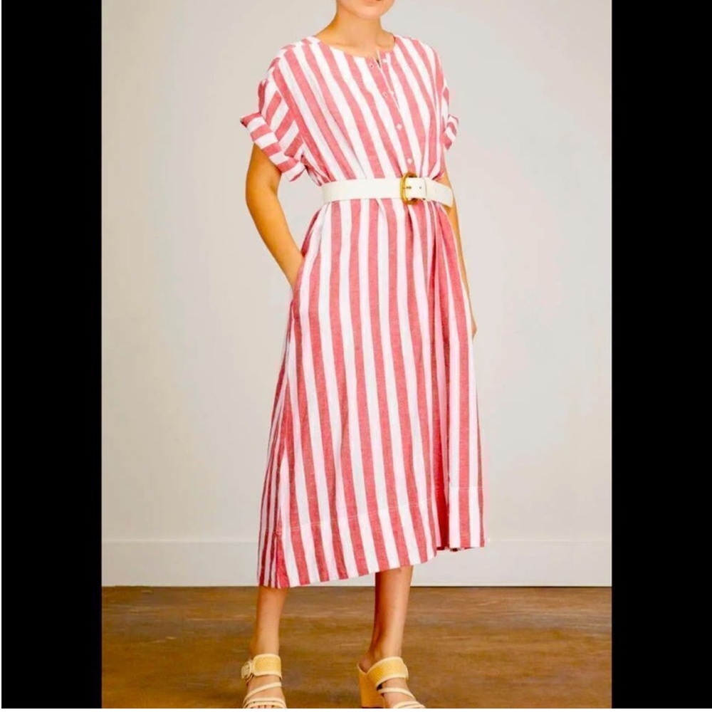 NWT Apiece Apart L Striped Kaftan Cotton/Linen Dress Perfect Breezy Summer Dress